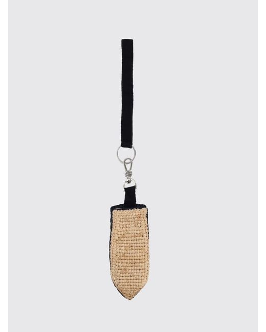 Patou Blue Bicolor Crochet Raffia Keychain With Embroidered Logo