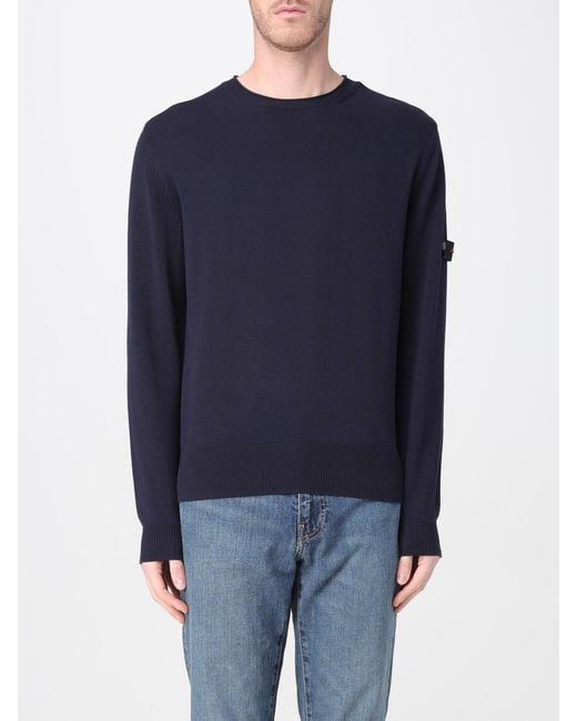 Peuterey Blue Cotton Crew Neck Sweater for men
