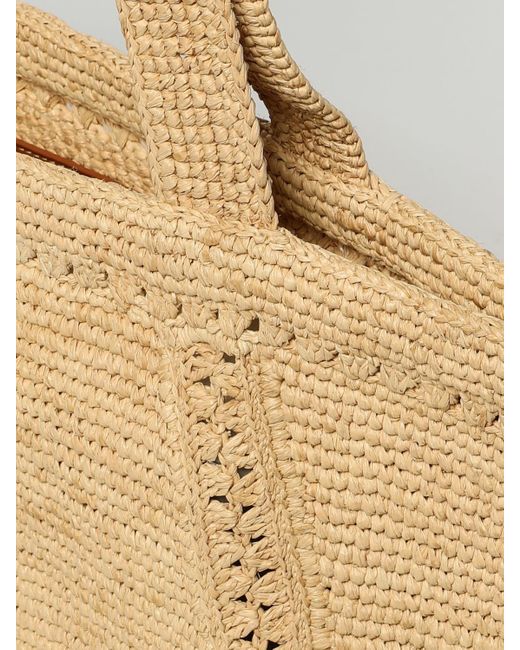 Patou Natural Crochet Raffia Bag With Embroidered Logo