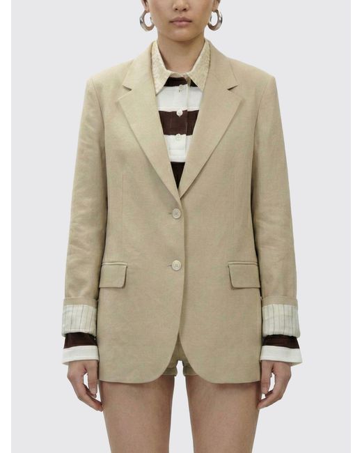 Alysi Natural Single-Breasted Viscose Blazer