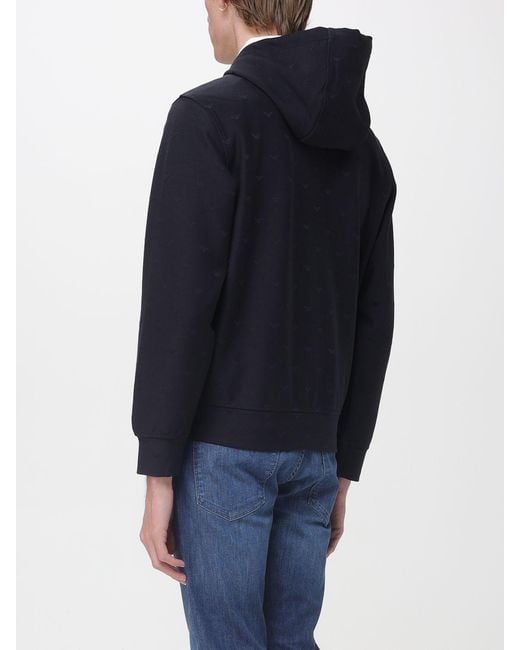 Emporio Armani Blue Cotton Blend Hoodie for men