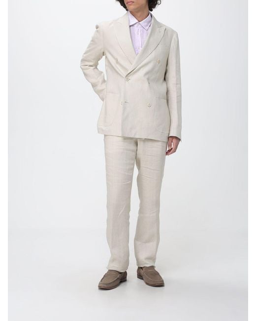 Lardini White Double-Breasted Linen Blend Dress for men