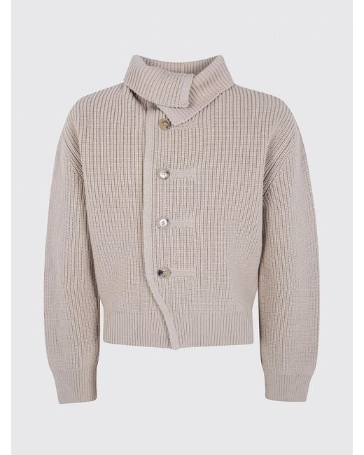 Dries Van Noten Gray Shawl Collar Merino Wool Cardigan for men
