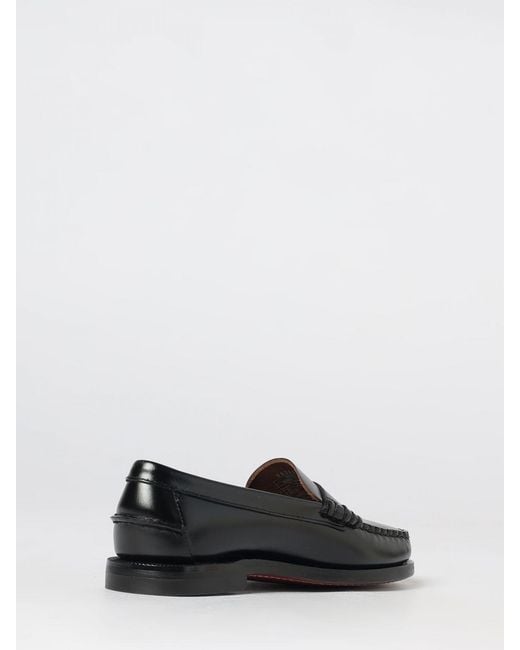 Sebago White Classic Dan Brushed Leather Penny Loafers With Low Heel