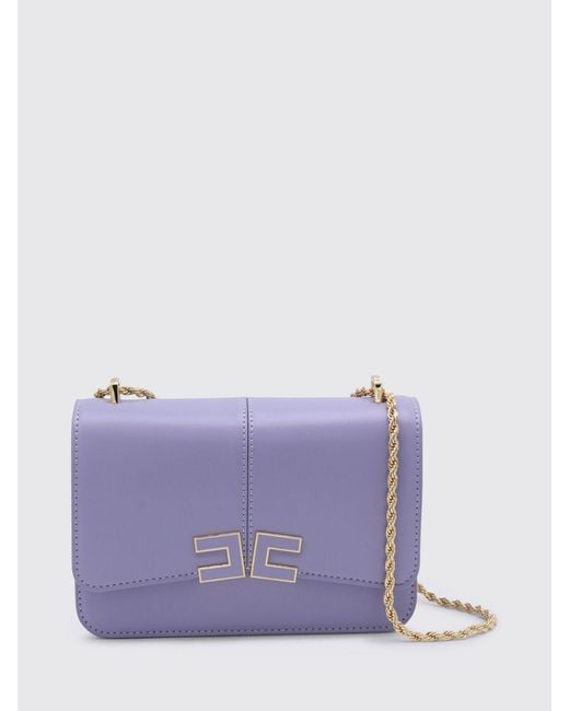 Elisabetta Franchi Purple Faux Leather Shoulder Bag