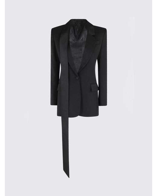 The Attico Black Single-Breasted Wool Blazer With Sash