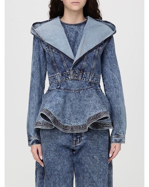 Alaïa Blue Denim Hooded Jacket
