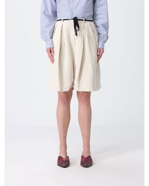 Barena White Viscose And Linen Shorts