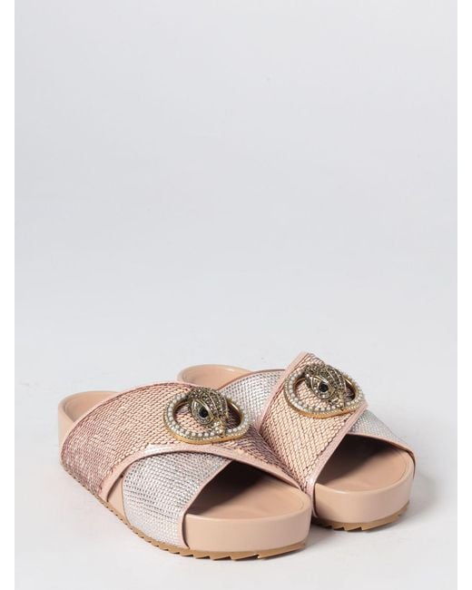 Kurt Geiger Pink Chelsea Slide Sandals With Sequins And Rhinestones