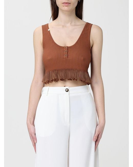Elisabetta Franchi White Knitted Cropped Top