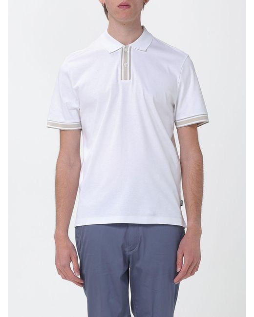Boss White Cotton Polo Shirt With Logo for men