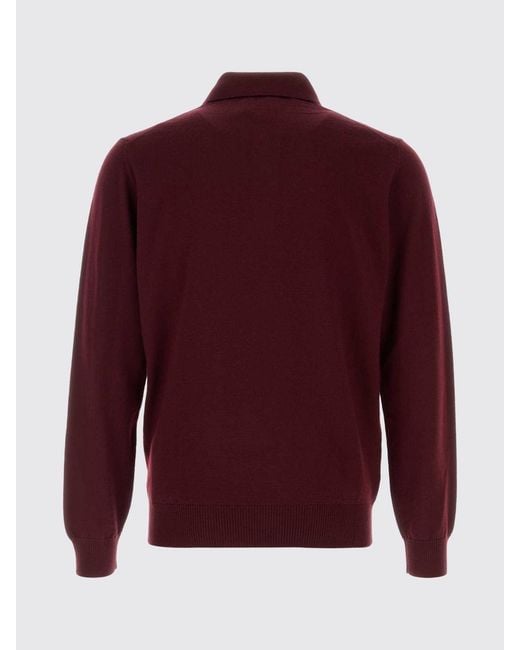 Fendi Red Ff Logo Wool Knit Polo for men