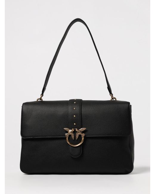 Pinko Black Love One Extra Slouchy Grained Leather Bag
