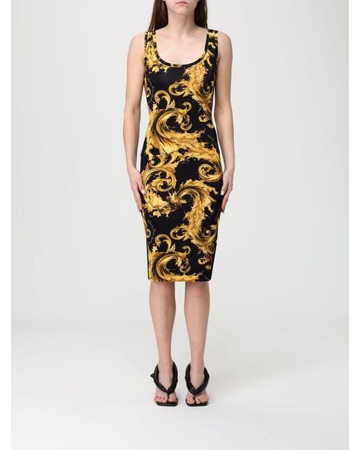 Versace Jeans Couture Black Stretch Viscose Midi Dress