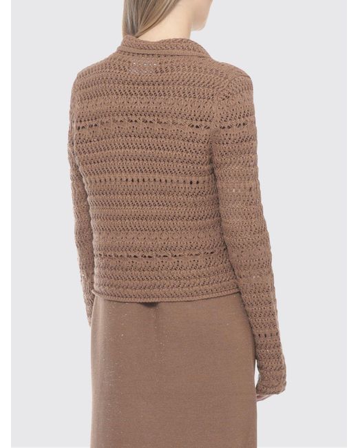 Fabiana Filippi Brown Crocheted Cardigan With Sequins