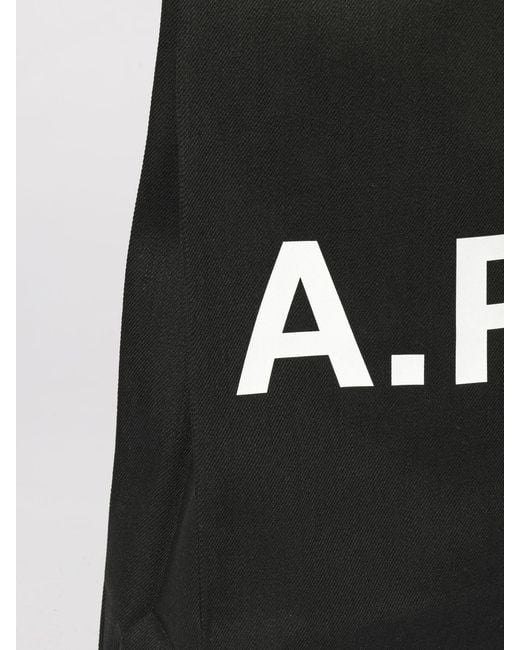 A.P.C. Black Cotton Canvas Tote Bag for men
