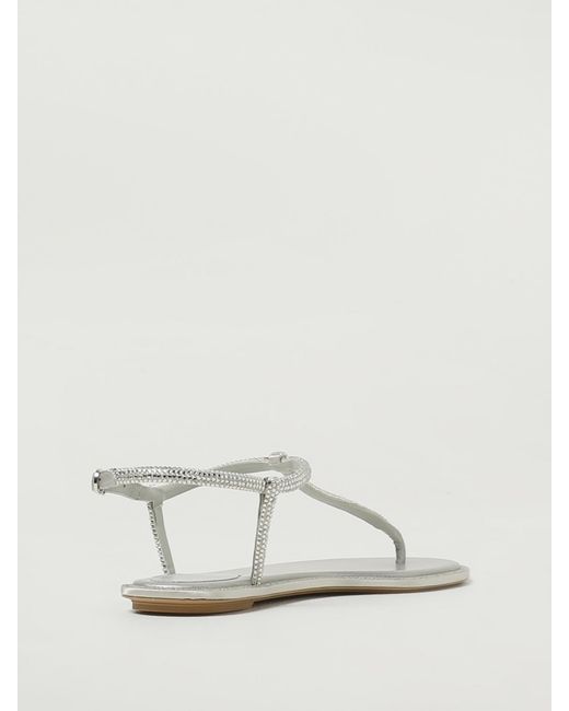 Rene Caovilla Natural Crystalembellished Flat Sandals