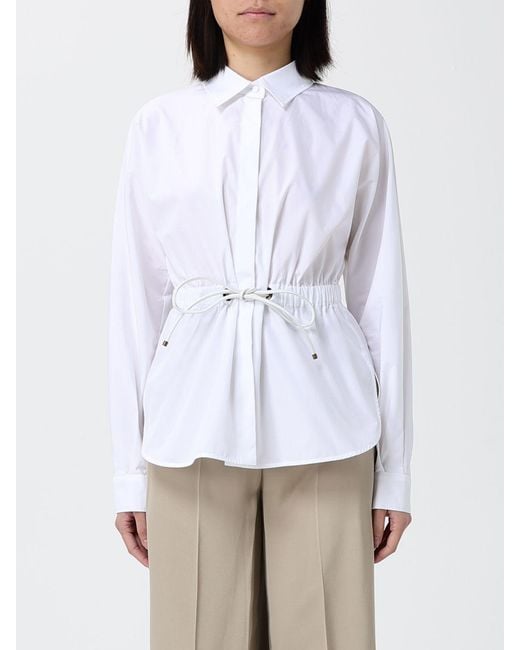 Max Mara White Cotton Shirt With Drawstring