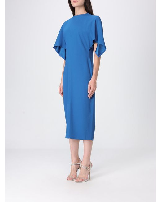 Stella McCartney Blue Crêpe Midi Tunic Dress With Teardrop Back