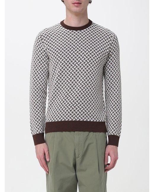Drumohr Gray Micro Pattern Crew Neck Knit for men