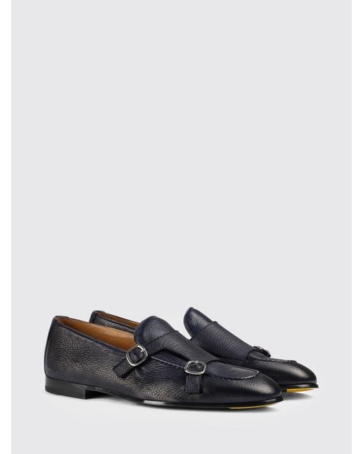 Doucal's Blue Hammered Leather Monk Strap for men