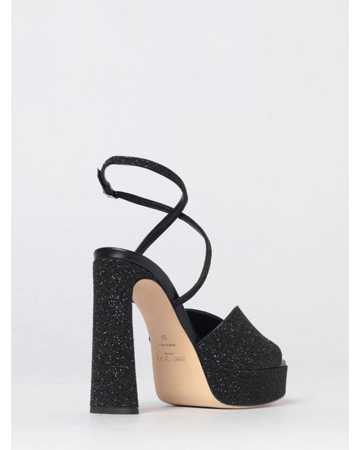 Jimmy Choo Black Karli Platform Glitter Fabric Sandal