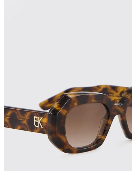 Emmanuelle Khanh Brown Dixie Rectangular Tortoiseshell Acetate Sunglasses