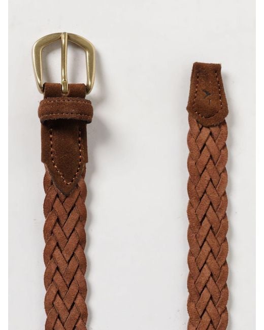 Brooksfield Brown Woven Suede Belt for men