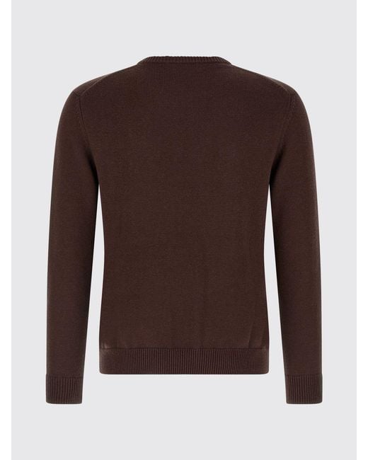 Ballantyne Brown Argyle Cotton And Cashmere Blend Crew Neck Sweater With Slim Fit for men