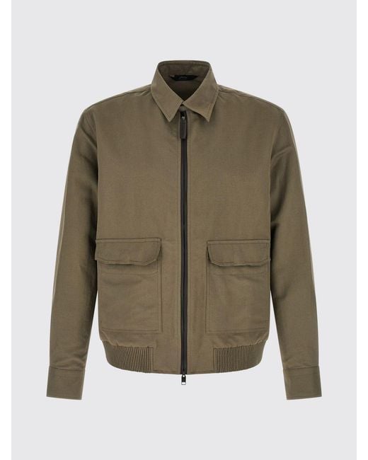 Brioni Green Cotton Blend Bomber Shirt for men