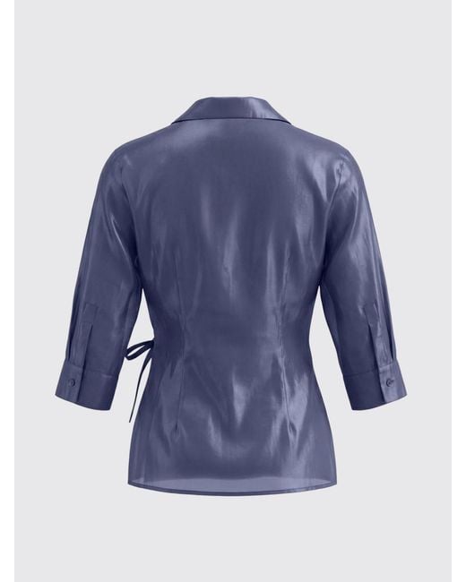 Paloma Wool Blue Slim Fit Cotton Blend Wrap Shirt With Long Sleeves