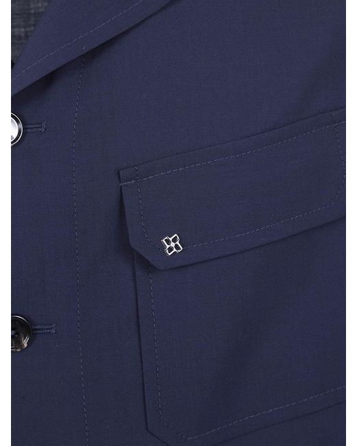 Tagliatore Blue Virgin Wool Shirt Jacket for men