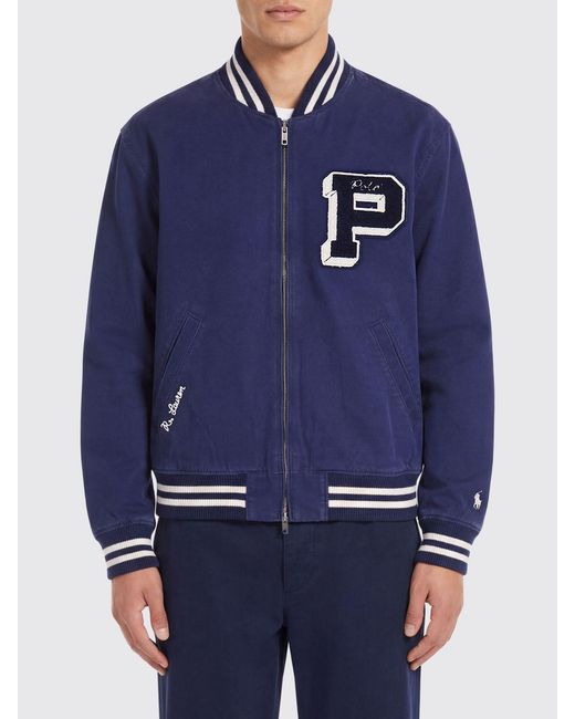 Polo Ralph Lauren Blue Cotton Bomber Jacket for men