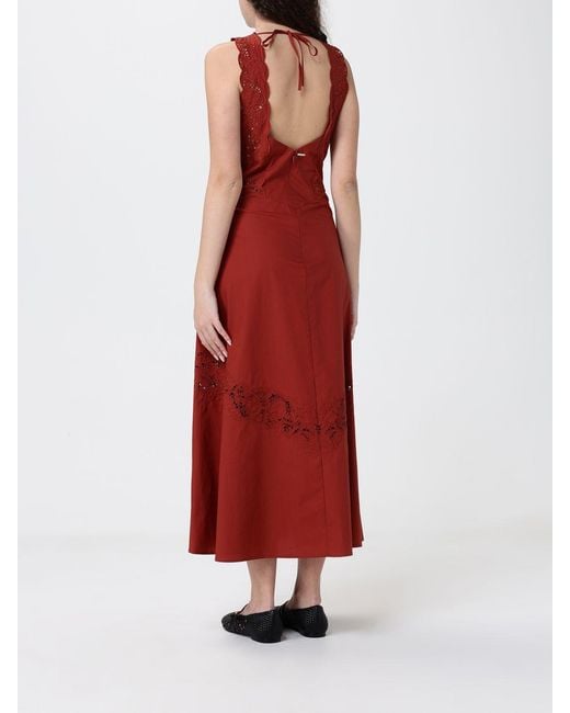 Twinset Red Cotton Midi Dress