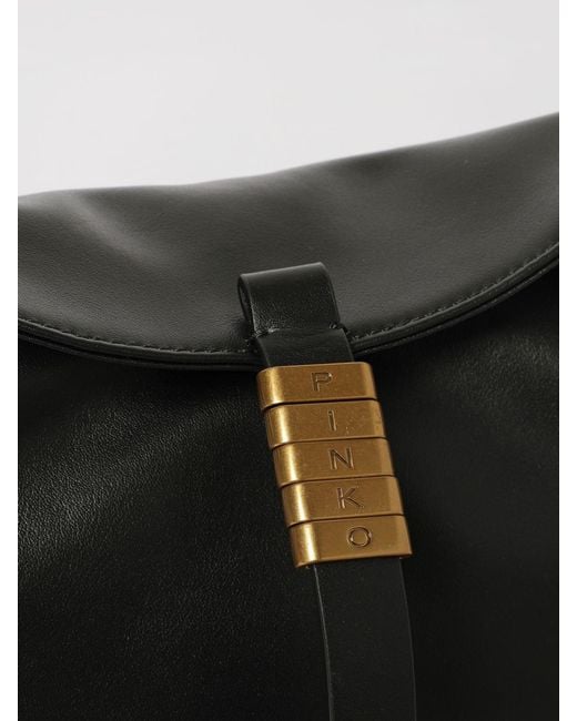 Pinko Black Small Leather Saddle Bag