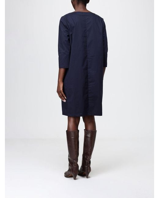 Liviana Conti Blue Stretch Cotton Poplin Midi Dress