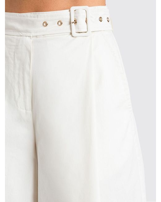 Twinset White Cotton Cropped Trousers