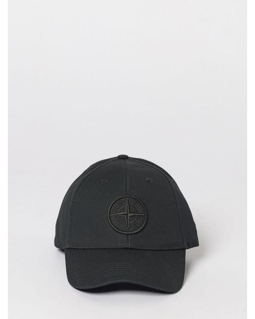 Stone Island Black Cotton Baseball Cap With Logo for men