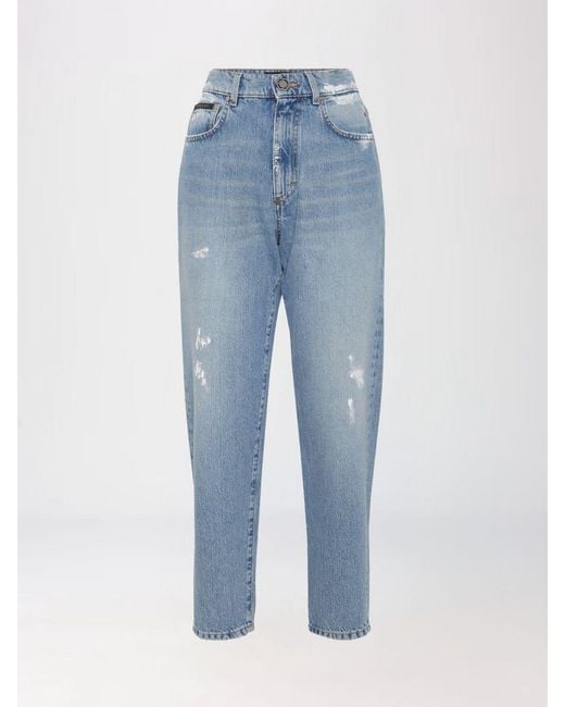 Philipp Plein Blue Cropped Fit Jeans