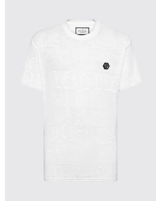 Philipp Plein White Cotton T-Shirt With Pp Monogram for men