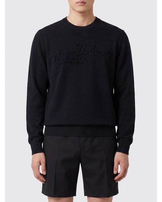 Dolce & Gabbana Blue Dolce &Amp Gabbana Pure Virgin Wool Crew-Neck Sweater With Lettering Logo for men