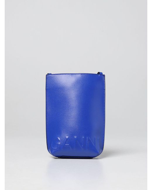Ganni Blue Mini Crossbody Bag In Recycled Leather