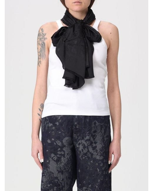Bufanda Ff De Seda Con Monograma Jacquard Fendi de color Black
