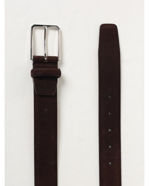 Santoni Brown Suede Belt for men