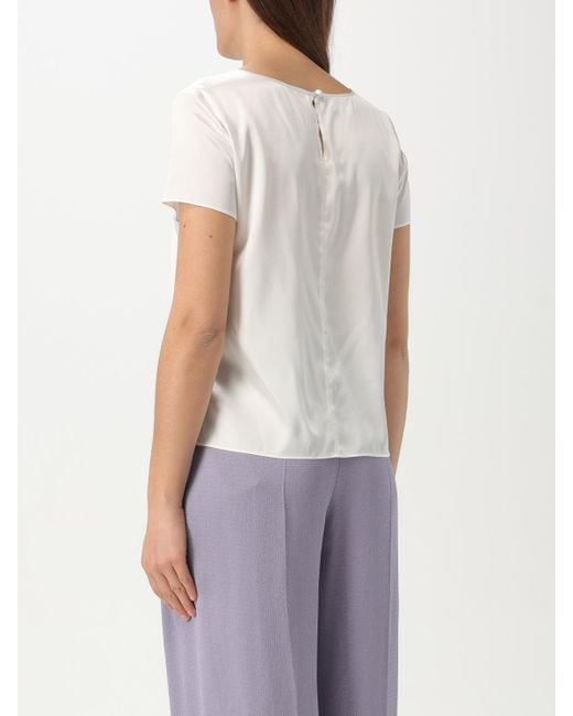 Emporio Armani White Silk Short Sleeve Blouse