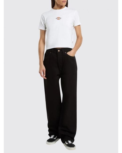 Dickies White Maple Valley Cropped Cotton T-Shirt With Printed Logo