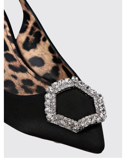 Philipp Plein Black Satin Slingbacks With A Jewel Buckle And Mid Heel
