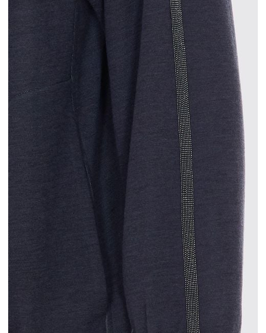 Brunello Cucinelli Blue Cotton Blend Hoodie