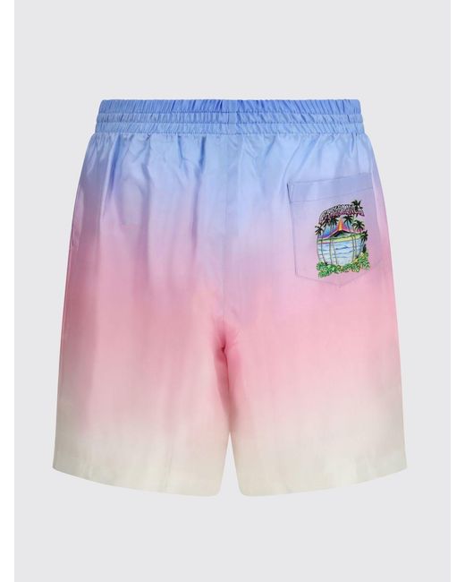 Casablanca Pink Abstract Print Silk Shorts With Drawstring Waist for men