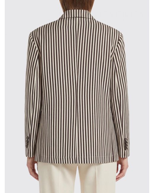 Alysi Gray Striped Linen Blend Blazer